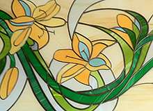 Английский пленочный витраж, цветочнй эскиз